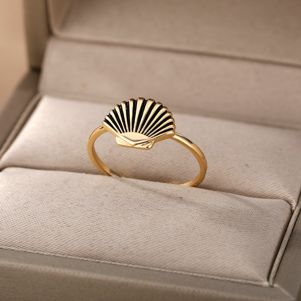 Retro New Shell Shape Ring Trend 18K Gold Plated