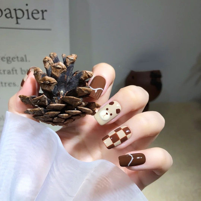 Trending Brown Handmade Custom Wearing Press On Nails