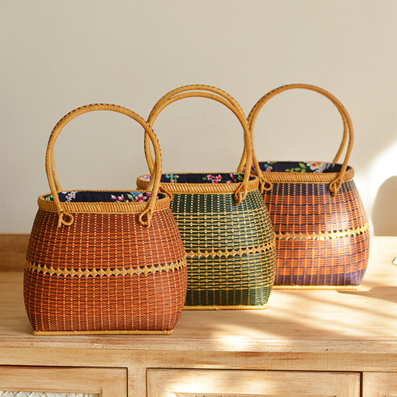 Storage Travel Hand-Woven Bamboo Handbag