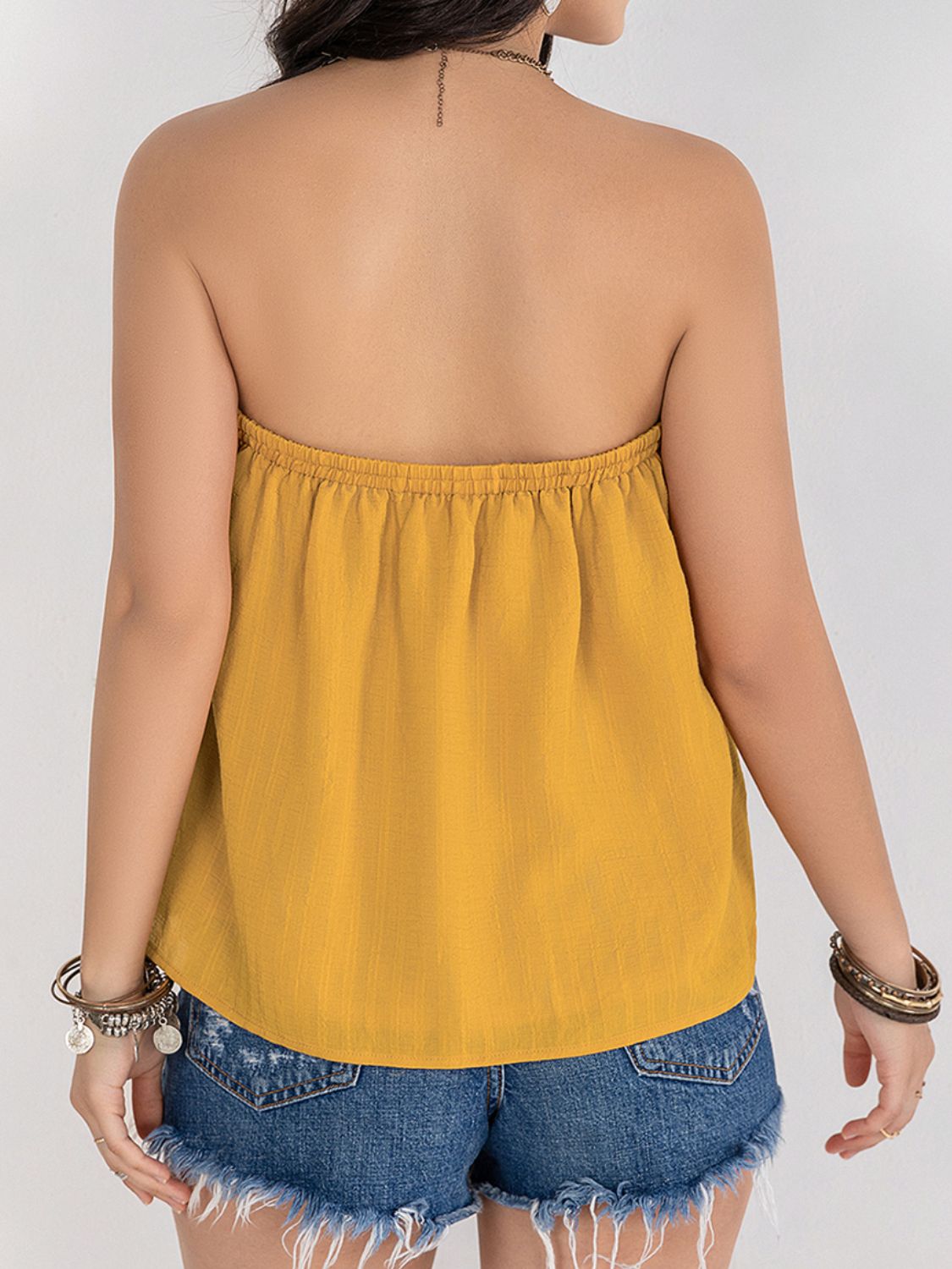 Embroidered Tube Sleeveless Top