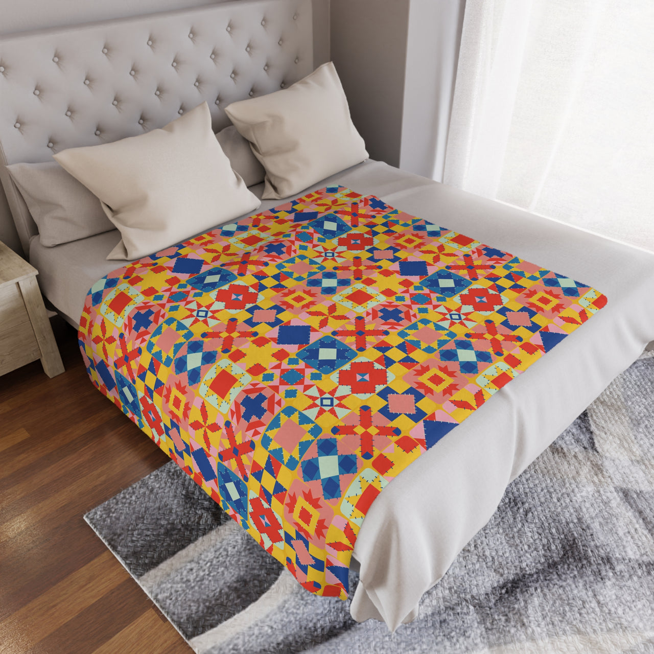 Colorful Patchwork Quilt Print Minky Blanket