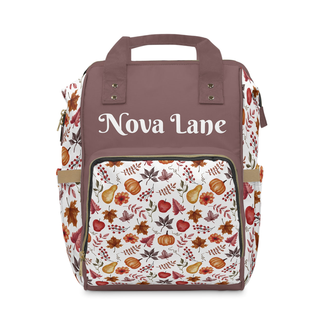Personalized Fall Autumn Pattern Multifunctional Diaper Backpack, Newborn Gift, Baby Shower Gift, Fall Themed Baby Shower