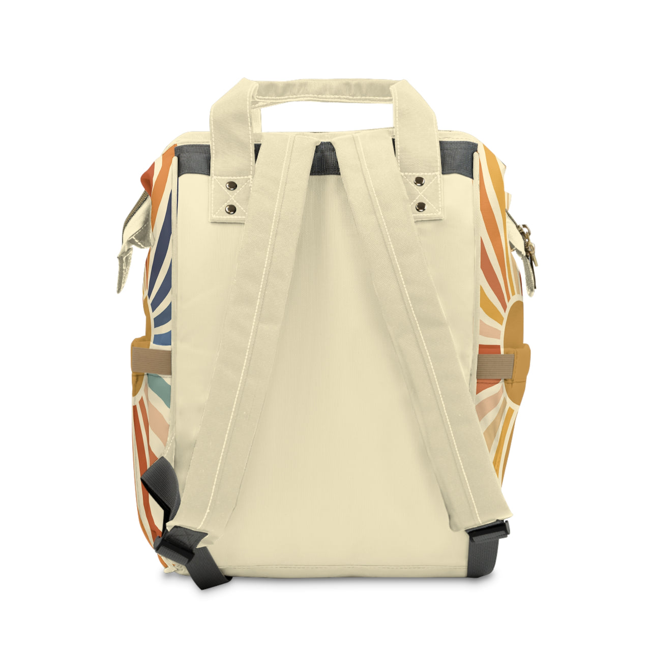 Personalized Retro Sun Pattern Multifunctional Diaper Backpack, Newborn Gift, Baby Shower Gift, Retro Themed Babyshower