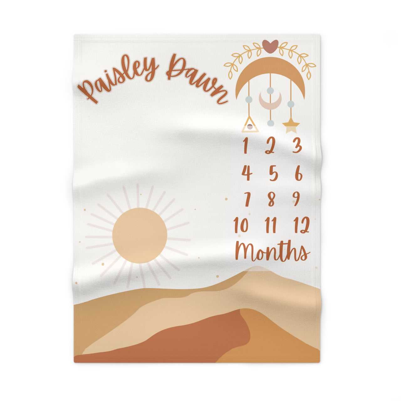 Neutral Desert Soft Fleece Milestone Blanket, Monthly Growth Tracker, Personalized Baby Blanket, Baby Shower Gift, Baby Adventure