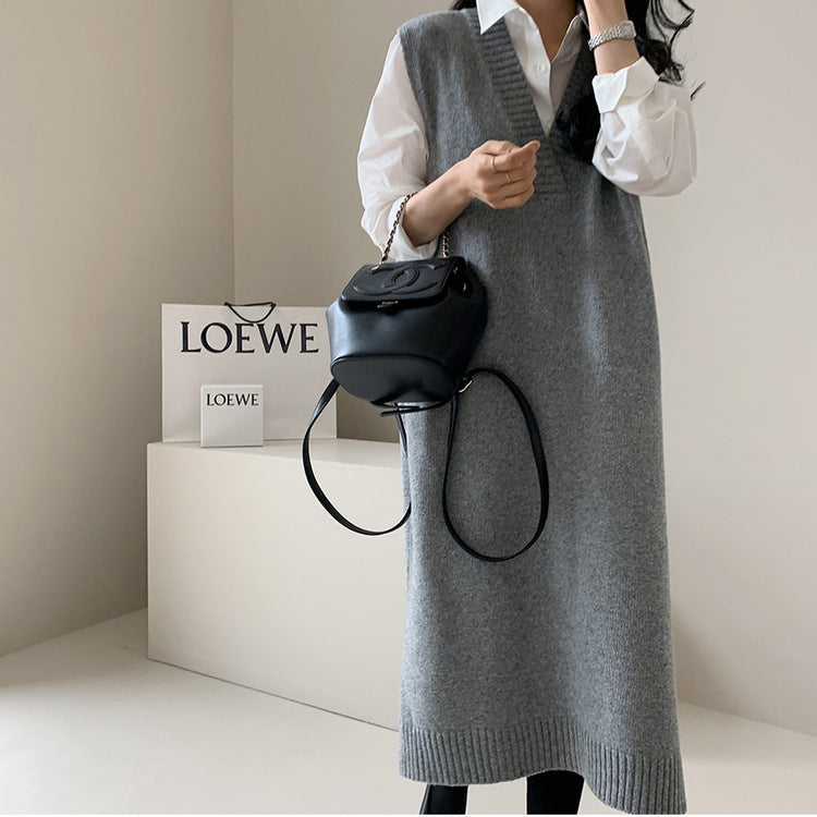 Intellectual Wool Sleeveless Knit Vest Dress