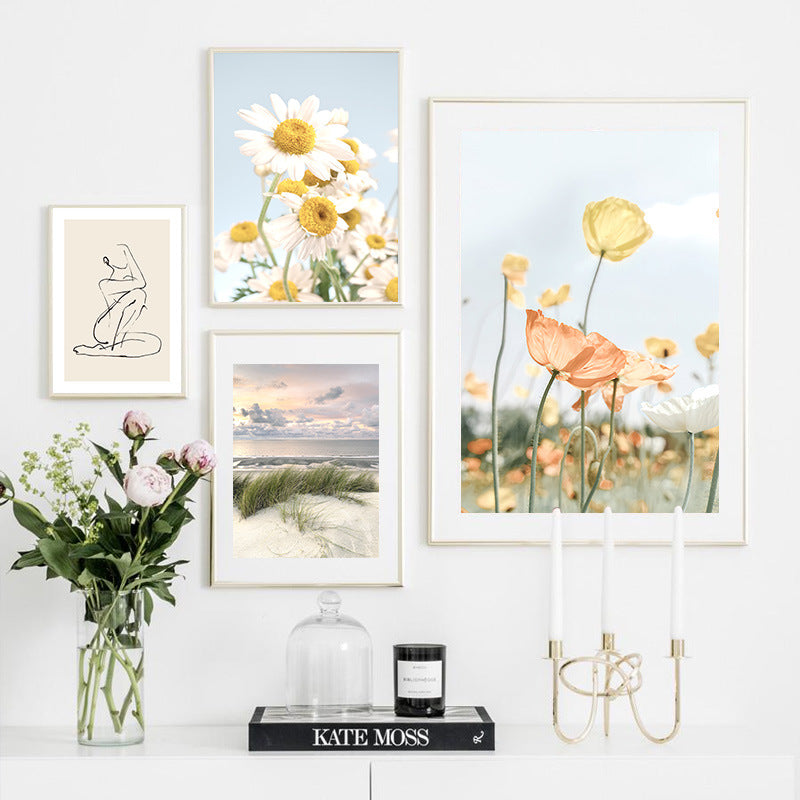 Floral Scandinavian Living Room Art Portfolio Decorative Painting