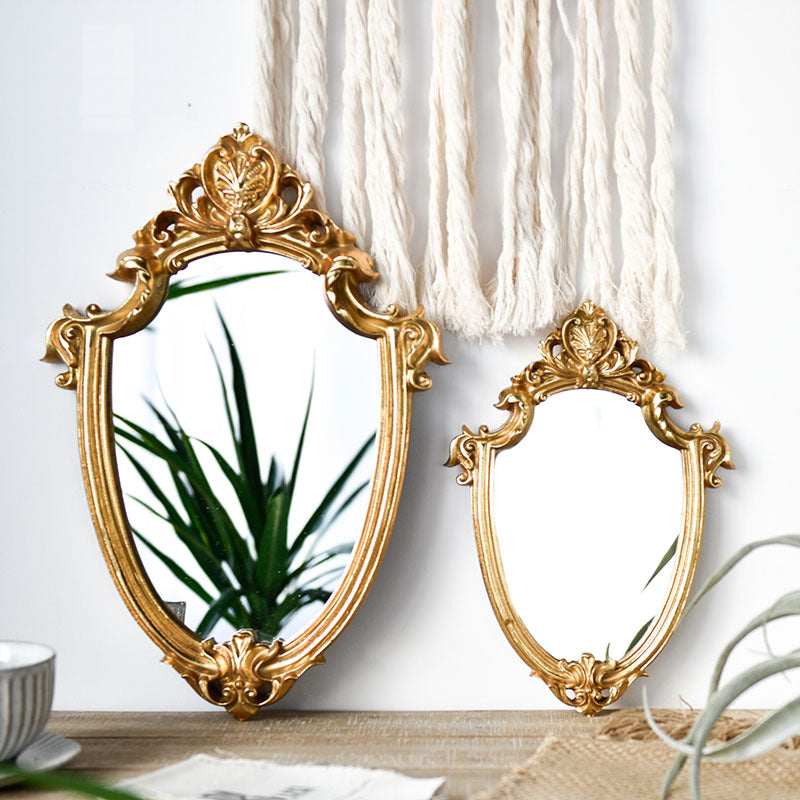 Golden Nordic Style Household Embossed Hanging Mirror