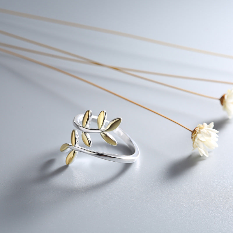 Smal Olive Branch Leaf Ring Simple Ring Ring