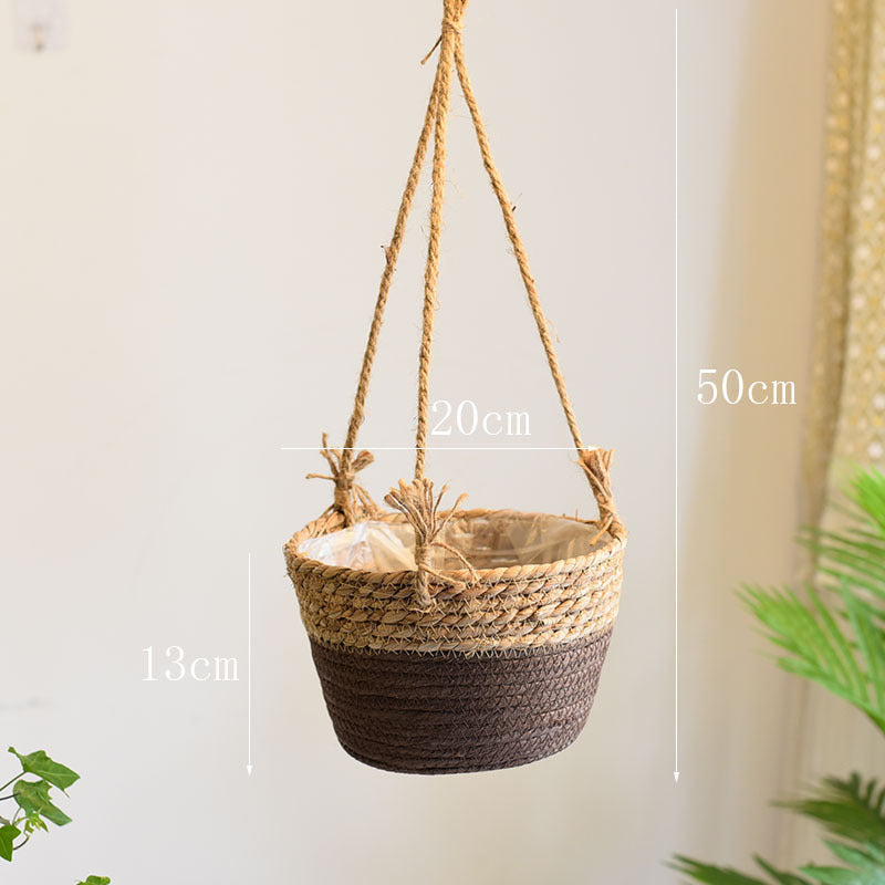Straw Hanging Baskets, Flower Baskets, Woven Flower Pots, Rattan Baskets,