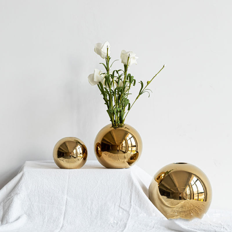 Electroplated Ceramic Gold Vase Home Decor