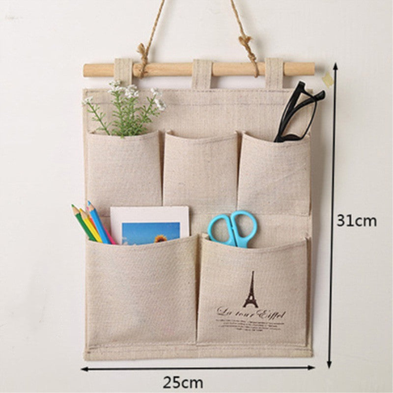 Simple And Fashionable Cotton And Linen Cloth Art Door Wall Storage Hanging Pocket