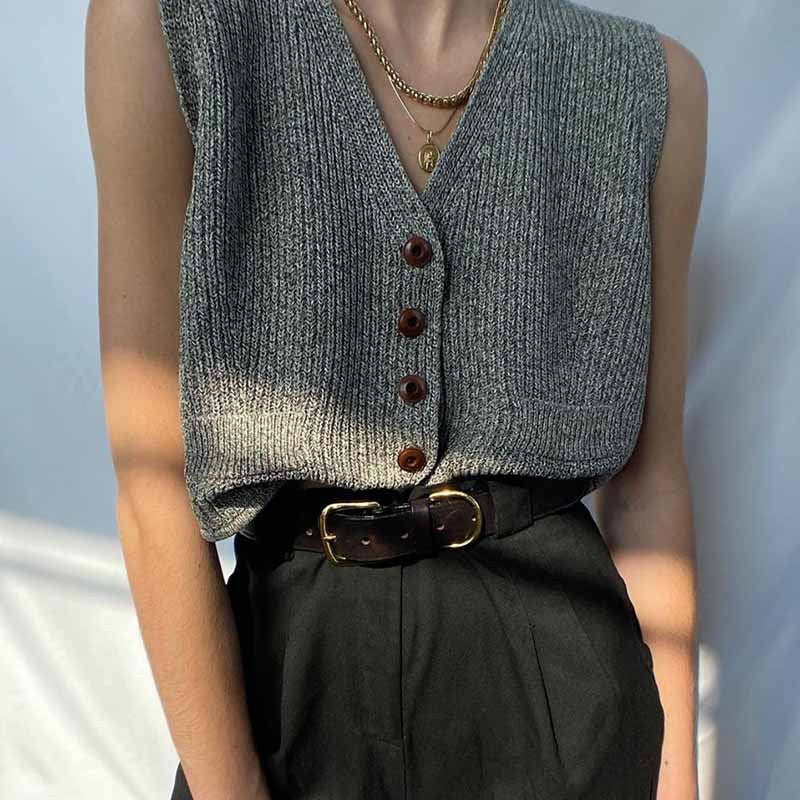 Vintage Mixed Grey Knit Vest