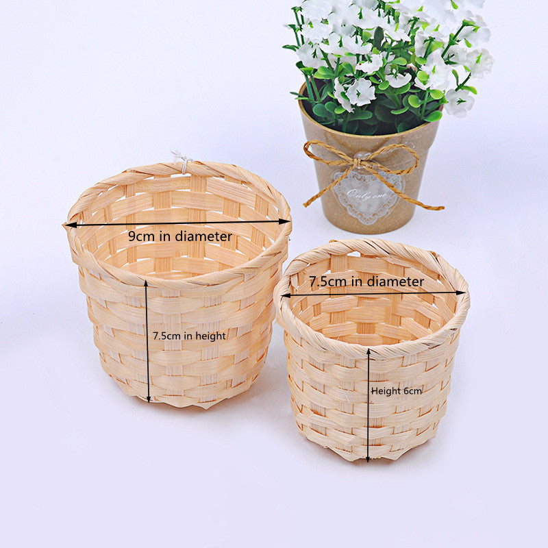 Bamboo Storage Baskets Straw Patchwork Handmade Laundry Wicker Rattan Seagrass