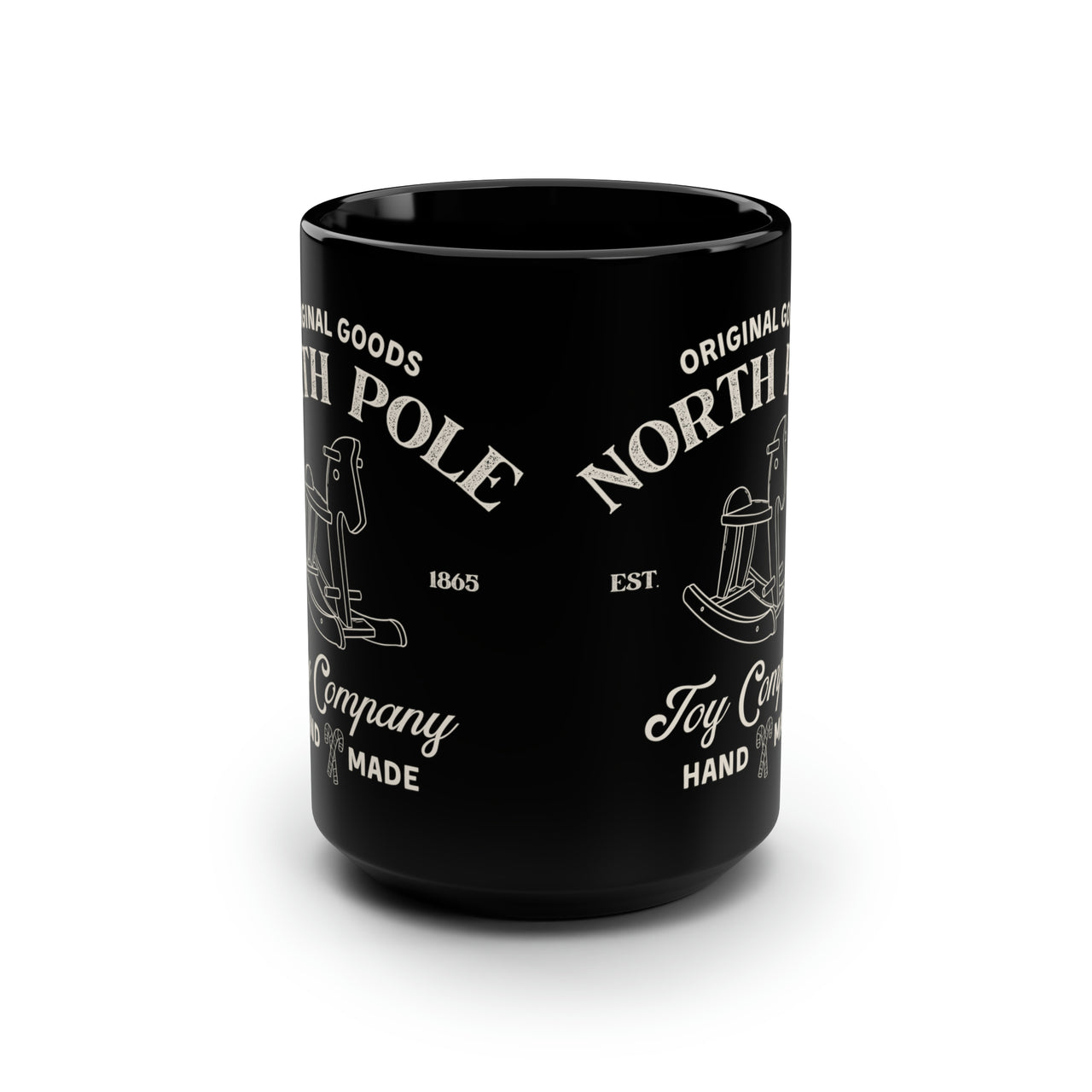 Christmas Black Mug, 15oz, North Pole Toy Company Mug, Edgy Christmas Hot Chocolate Mug