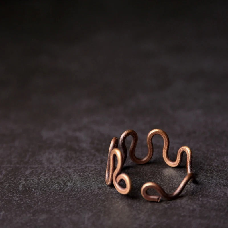 Vintage Wave Handmade Solid Copper Ring