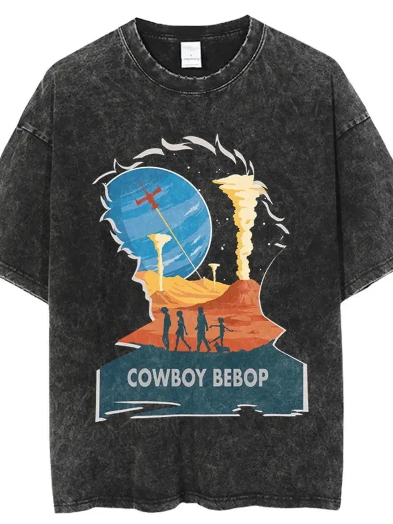 Men's Cowboy Bebop Printed Short Sleeved Shirt