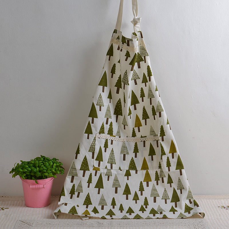 Triangular Tree Cotton And Linen Apron Polka Dots