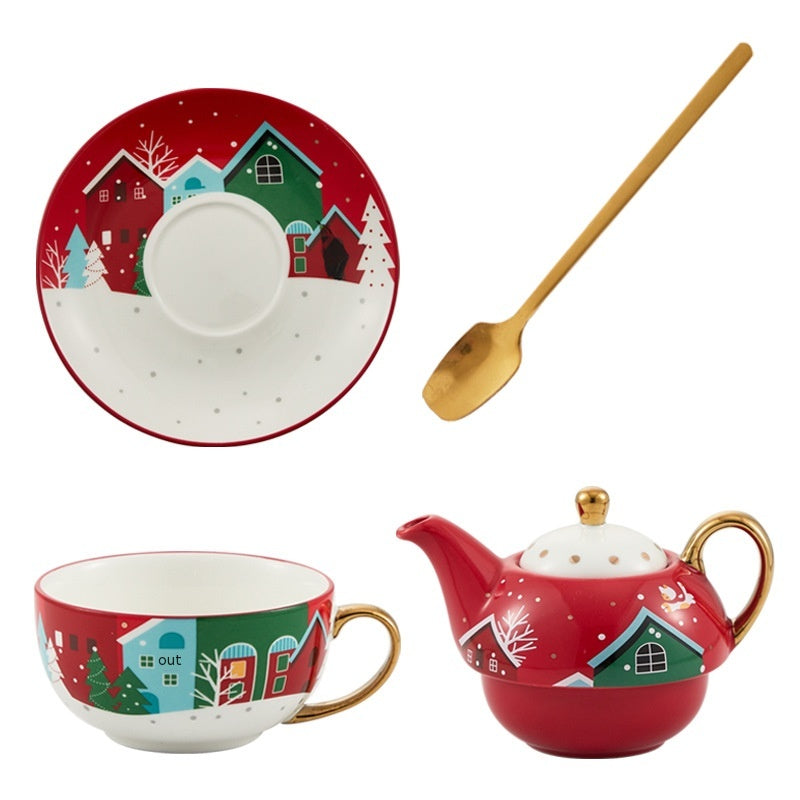 Ins Christmas Ceramic Tea Cup Dish Set