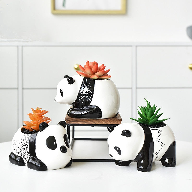 Ceramic Panda Succulent Flower Pot Home Indoor
