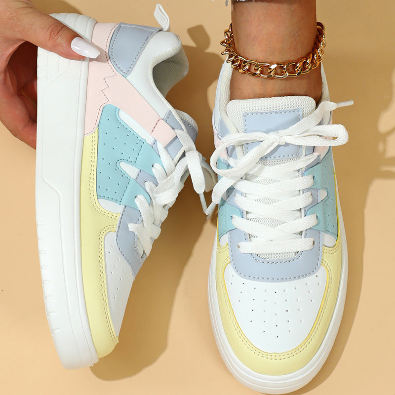Lace-up Pastel Outdoor Casual Flat Sneakers