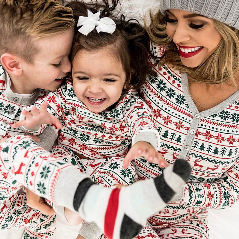 Christmas Pajamas Family Matching Father Mother Kids Baby Clothes Set