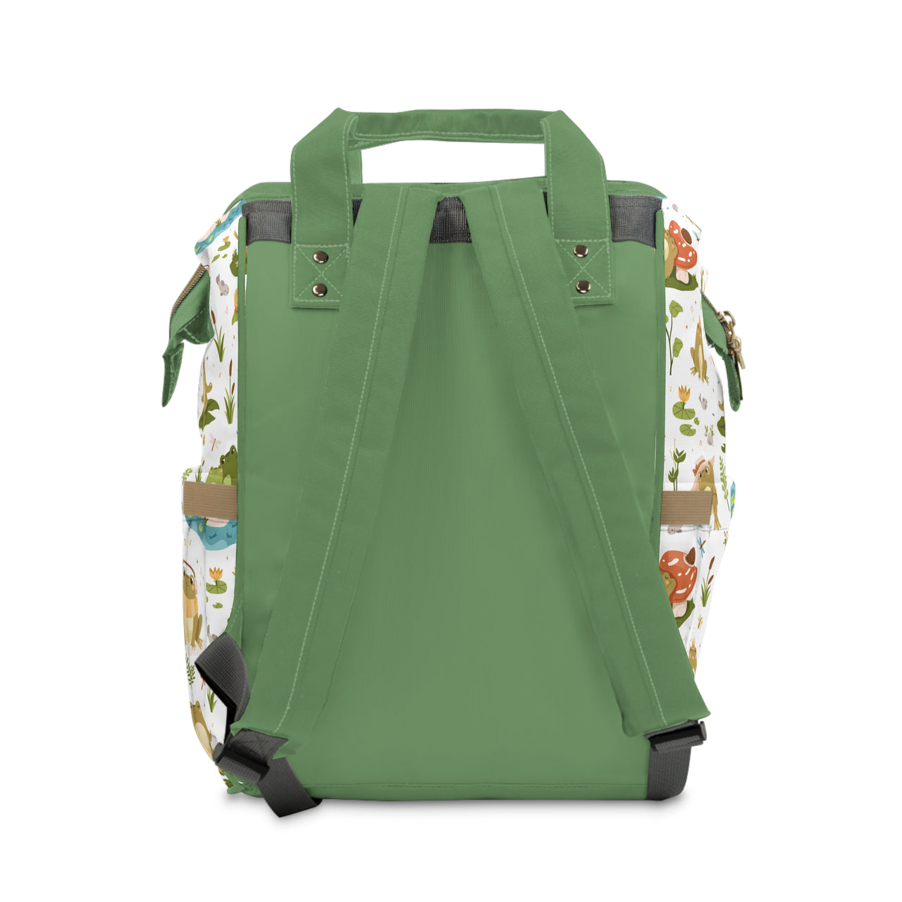 Personalized Green Frog Girls Multifunctional Diaper Backpack, Newborn Gift, Baby Shower Gift, Baby Diaper Bag Nappy Stroller Bag