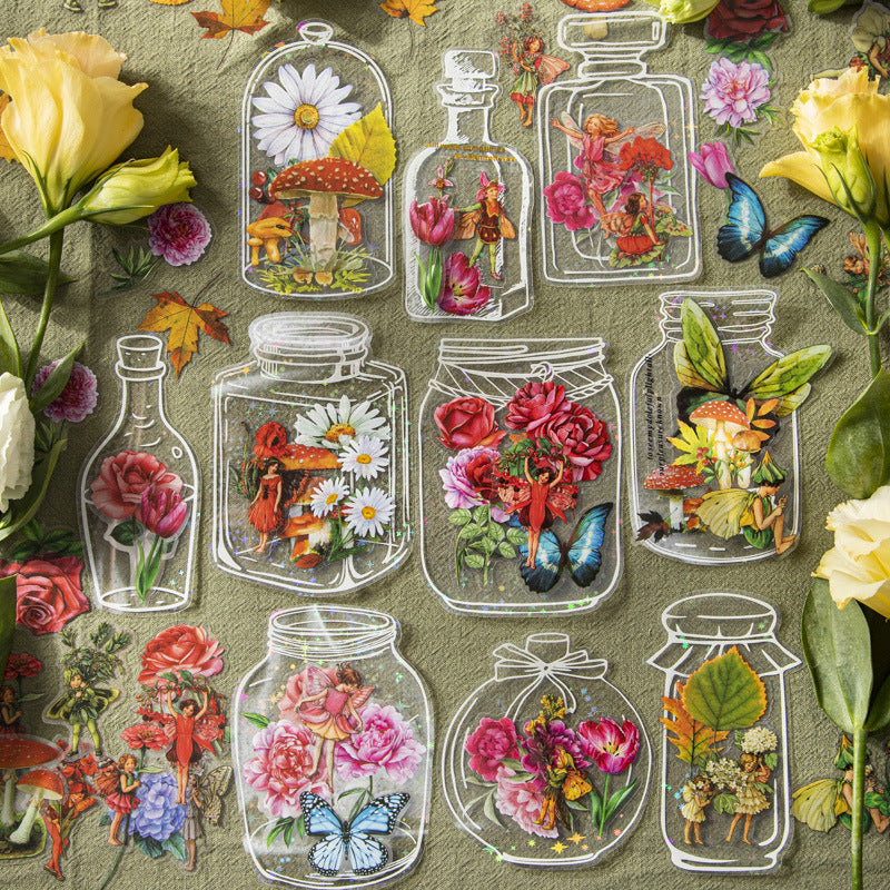 Transparent Bottle Flower Notebook Landscape Stickers