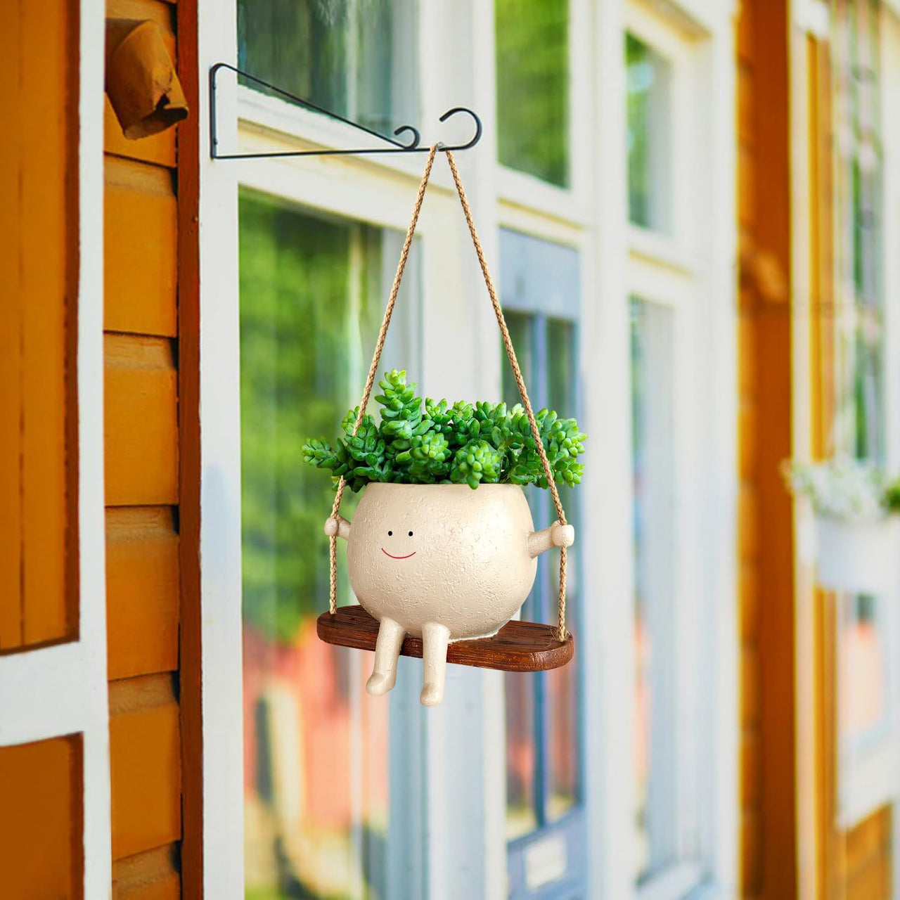 Innovative Hanging Swing Face Flowerpot