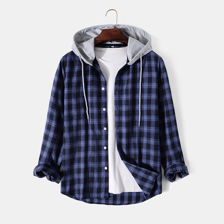 New Men's Shirts Casual Fashion Hooded Long Sleeves
