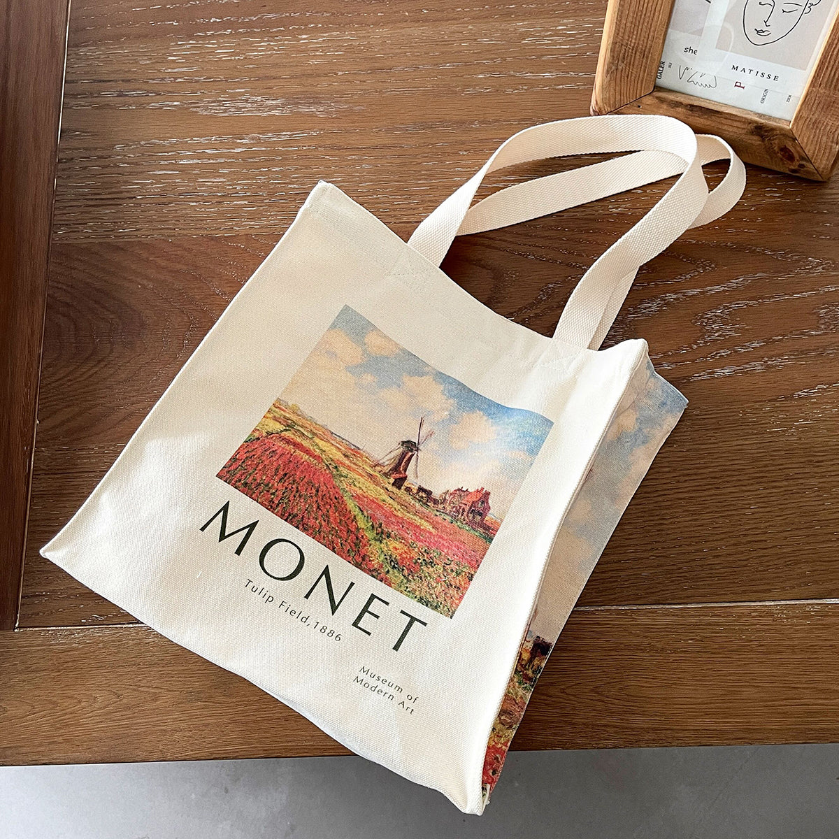 Monet Tulip Portable One-shoulder Large-capacity Canvas Bag