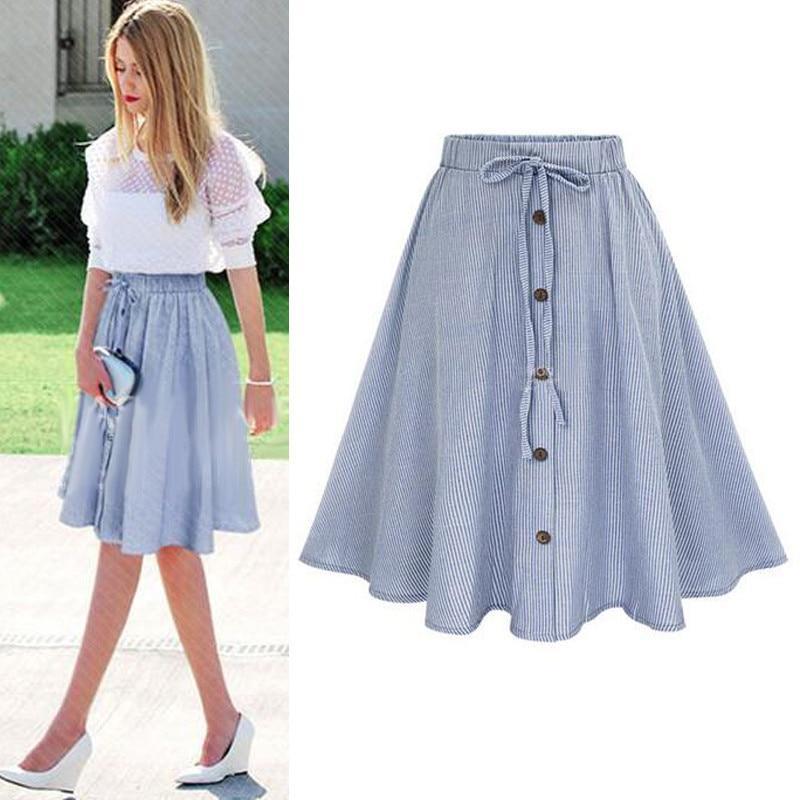 Vintage Stripe Midi Skirt