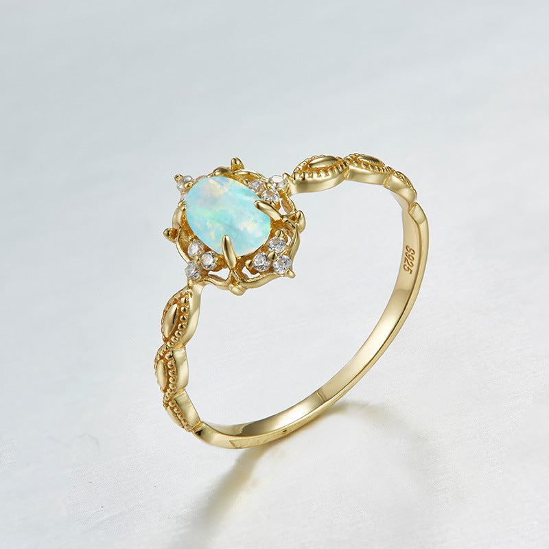 Natural Opal 10K gold plated Vintage Jewelry