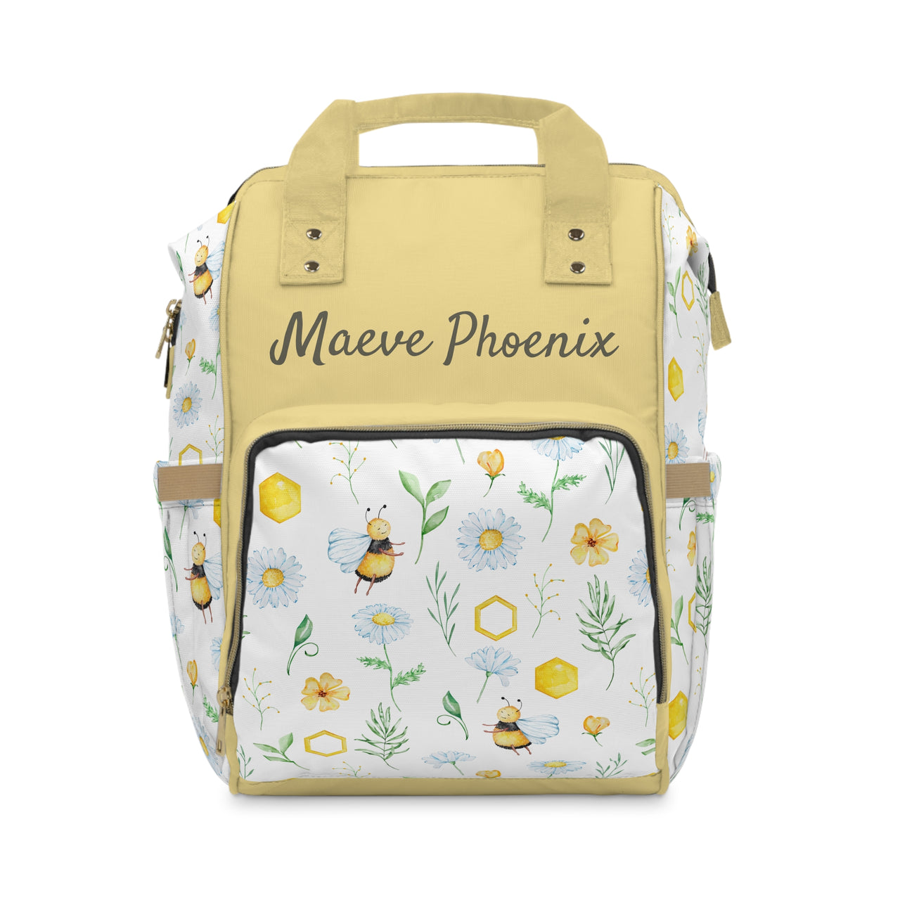Personalized Honeybee Girls Multifunctional Diaper Backpack, Newborn Gift, Baby Shower Gift, Baby Diaper Bag Nappy Stroller Bag