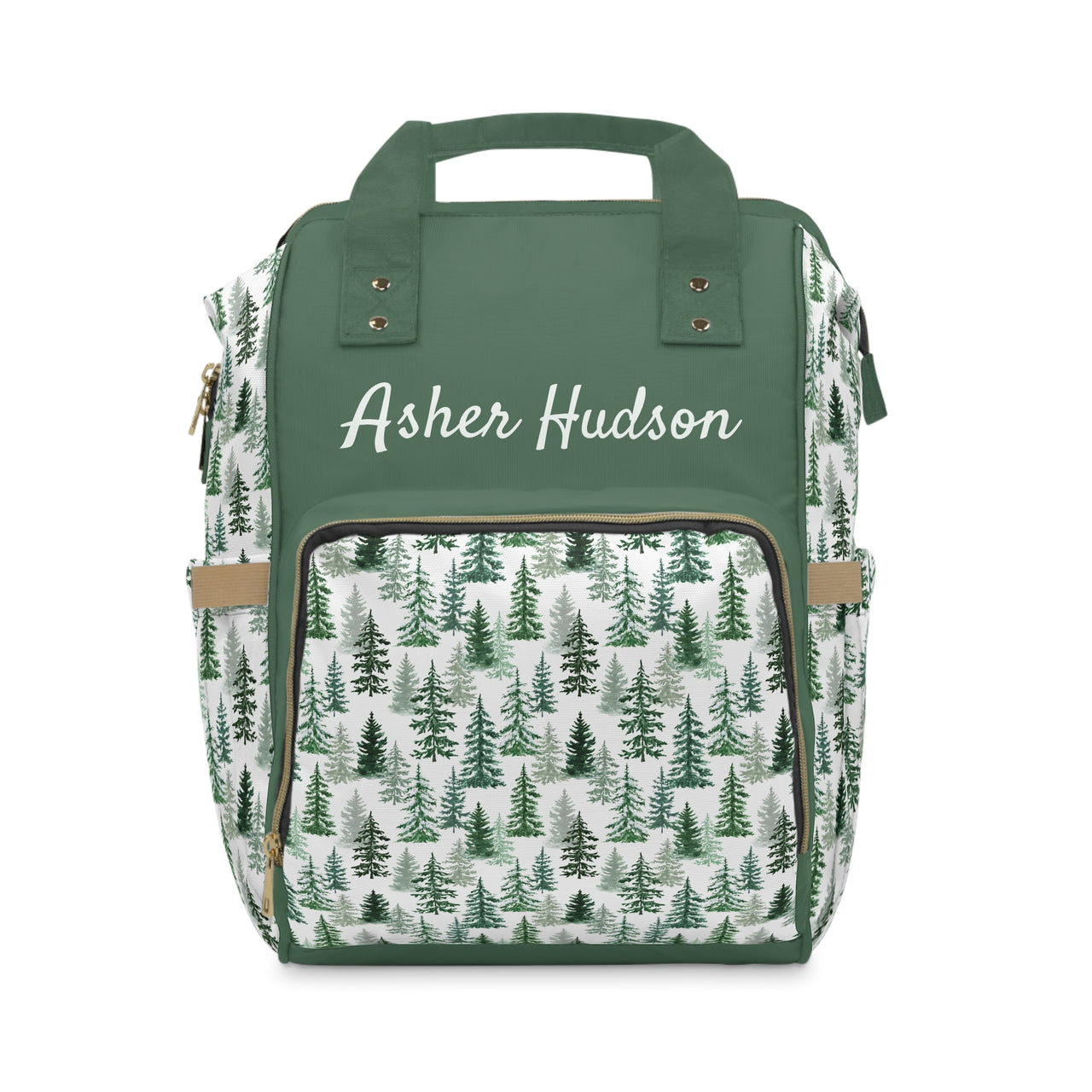 Personalized Green Forest Multifunctional Diaper Backpack, Newborn Gift, Baby Shower Gift, Baby Diaper Bag Nappy Stroller Bag