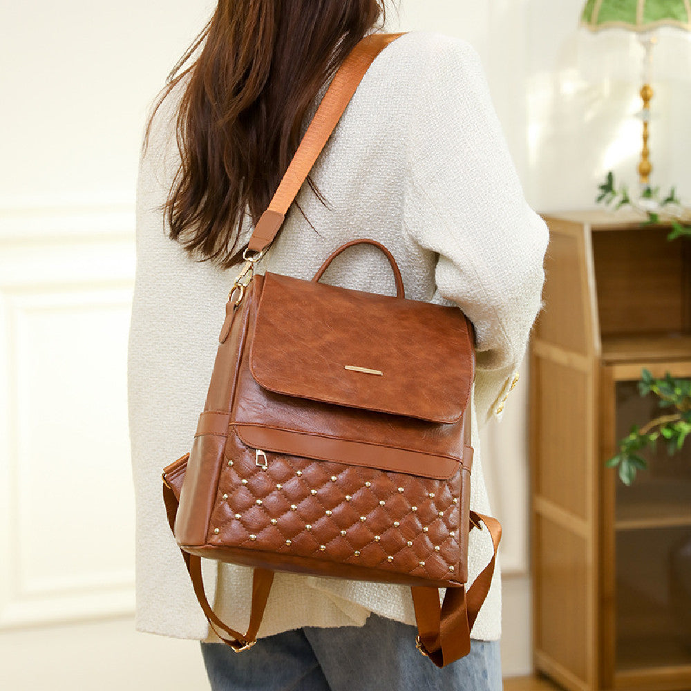 Stylish Embroidered Thread Riveted Backpack