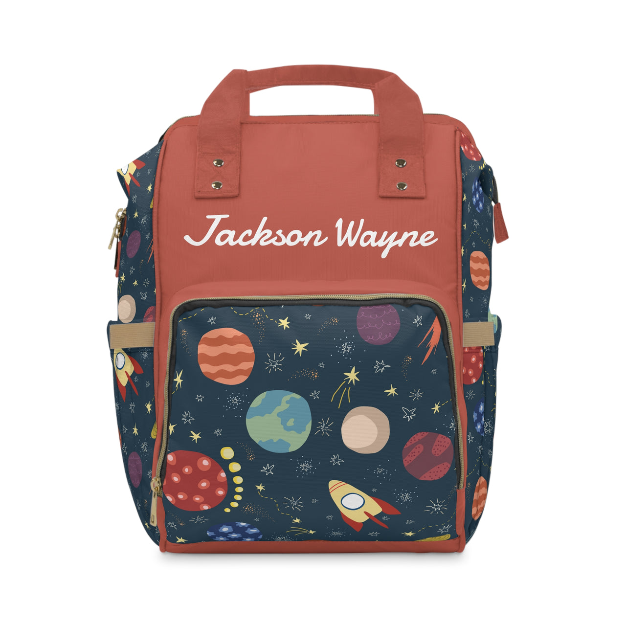 Personalized Space Pattern Multifunctional Diaper Backpack, Newborn Gift, Baby Shower Gift, Outer Space Themed Babyshower