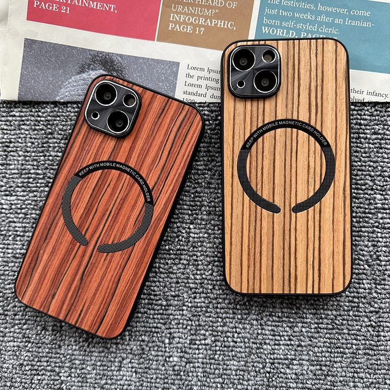 Wood Magnetic All-inclusive Ultra-thin Phone Case