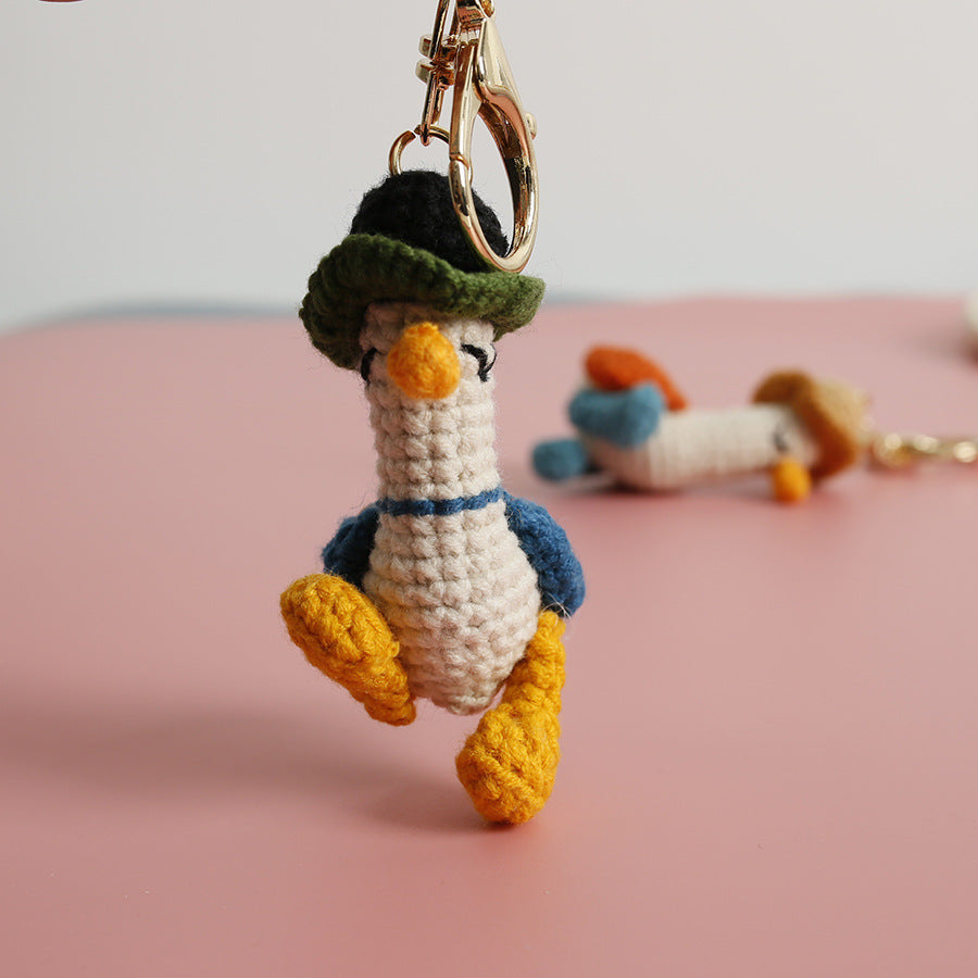 Hand-woven Forward Duck Little Doll Keychain