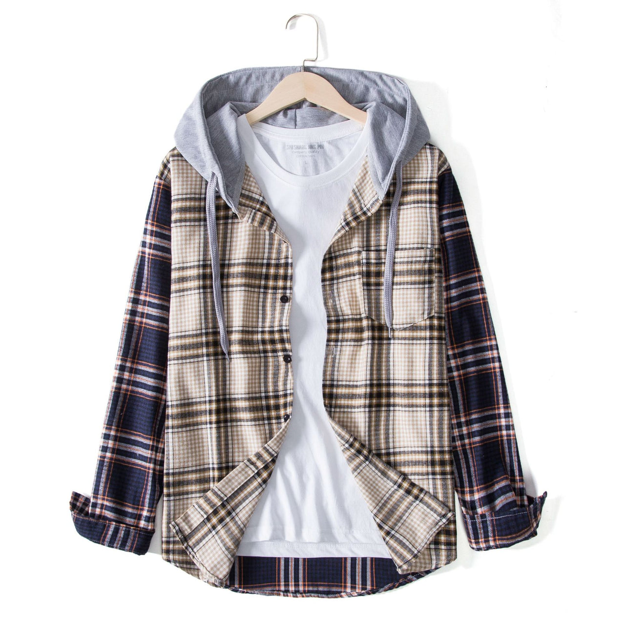 Patchwork Men's Shirt Plaid Long-sleeved Autumn And Winter