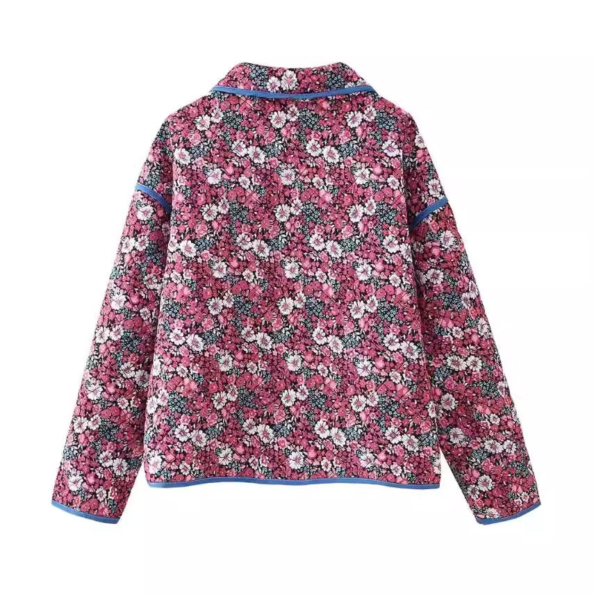 Lapel Small Floral Cotton Jacket