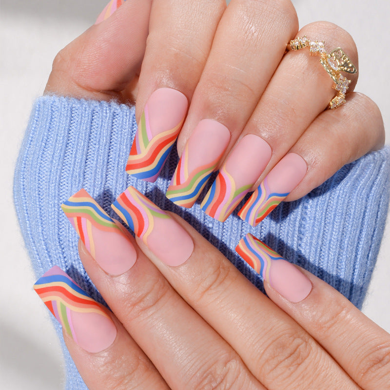 Rainbow Minimalist Wearable Nail Patch European And American Wear Nail Inpsiration