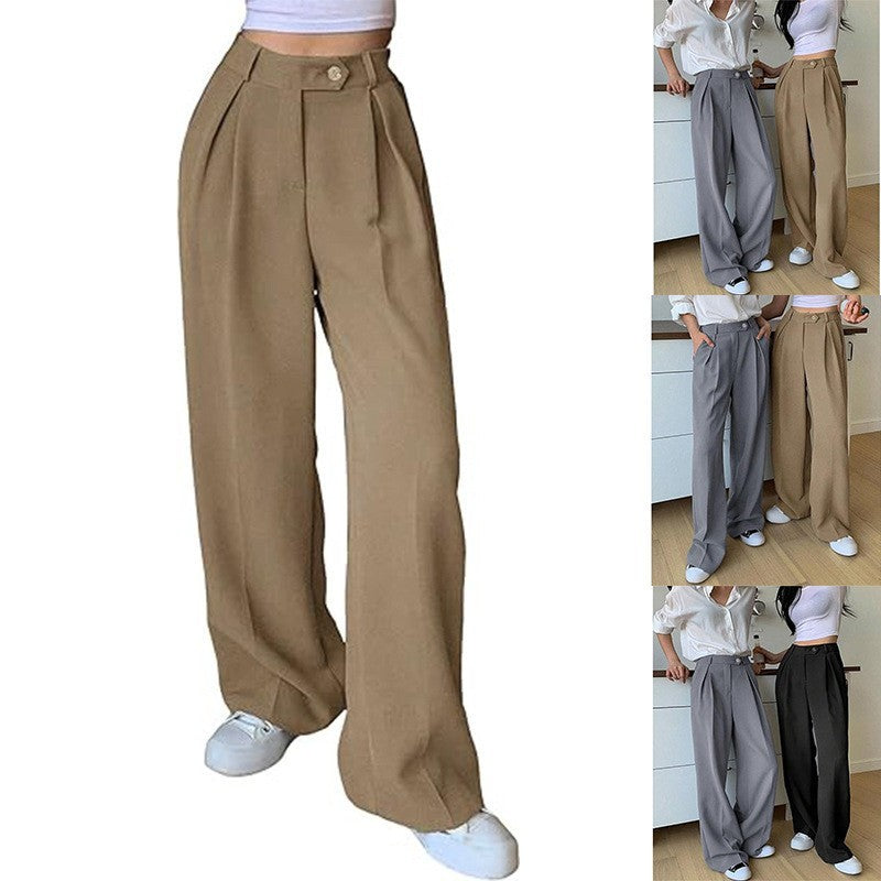 Women's Casual Loose Wide Leg Straight Suit Pants