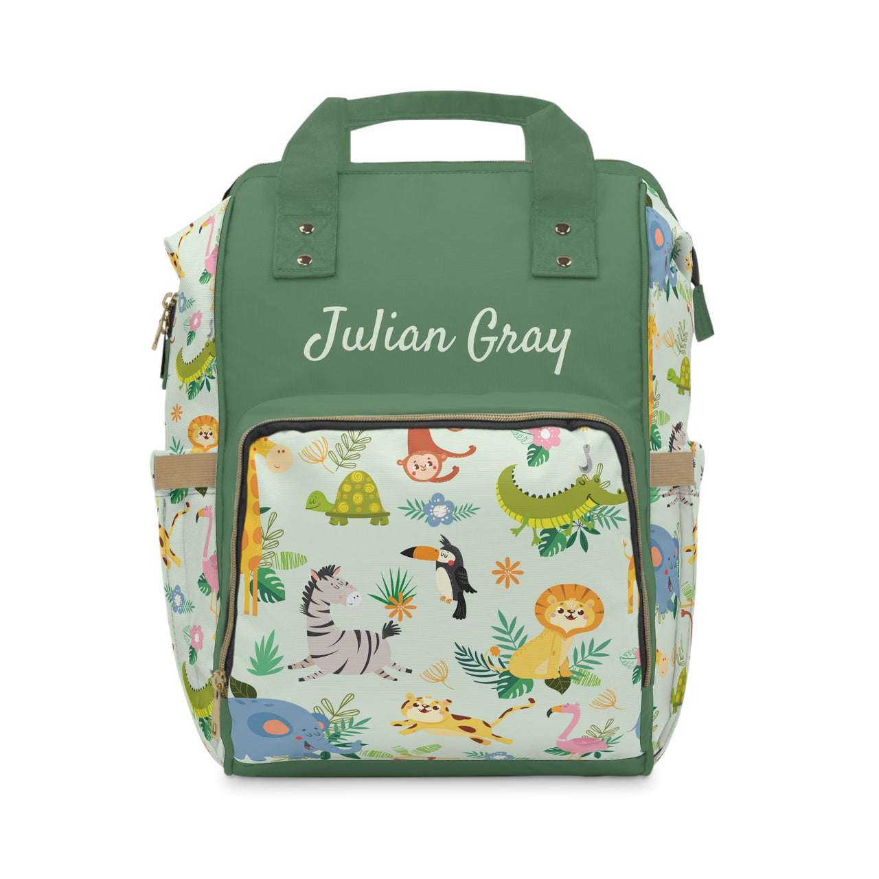 Personalized Jungle Animal Boys Multifunctional Diaper Backpack, Newborn Gift, Baby Shower Gift, Baby Diaper Bag Nappy Stroller Bag