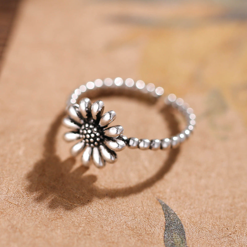Sunflower Vintage Silver Ring