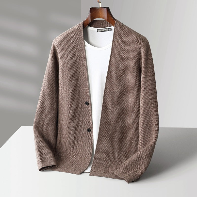 Casual Wool Sweater Double Button Cardigan Men's Coat