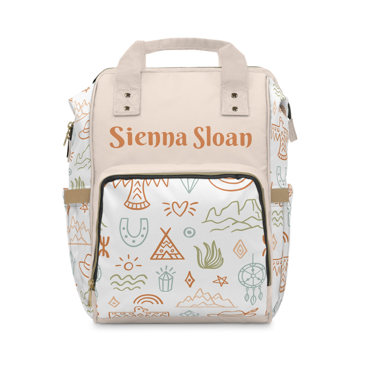 Personalized Girls Western Native Print Pattern Multifunctional Diaper Backpack, Newborn Gift, Baby Shower Gift, Western Backpack