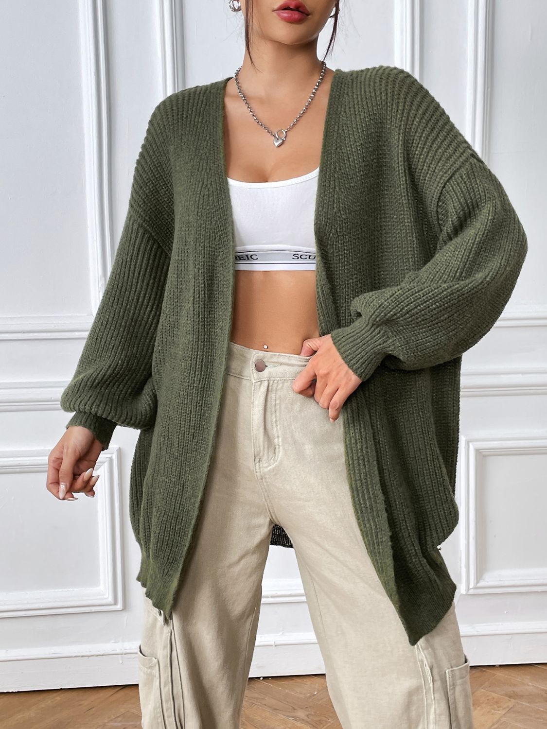 Open Front Long Sleeve Cardigan