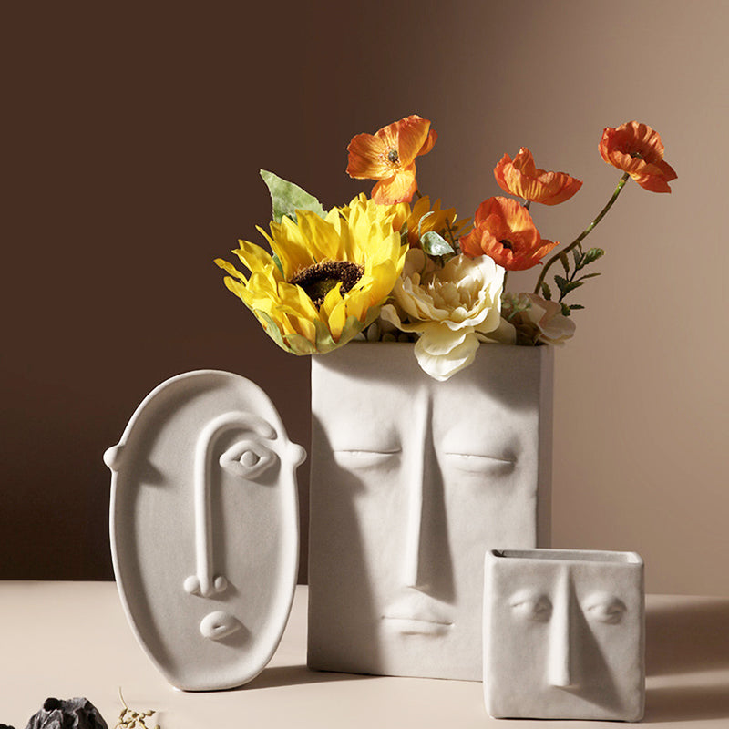 Nordic Creative Ceramic Vase Simple Face Decoration