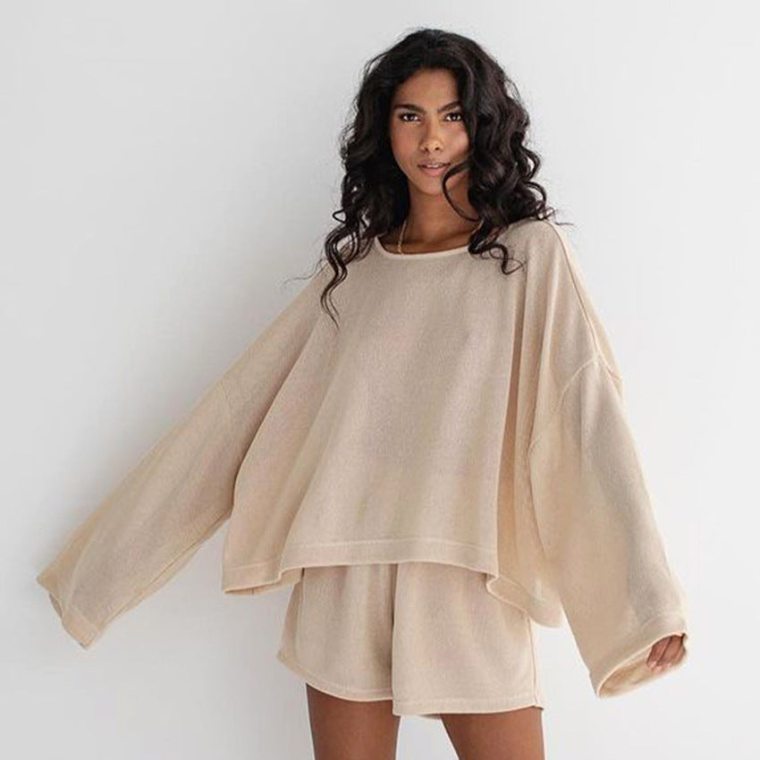 Women's Fashion Simple Long-sleeved Cotton Linen Pajamas Two-piece Set
