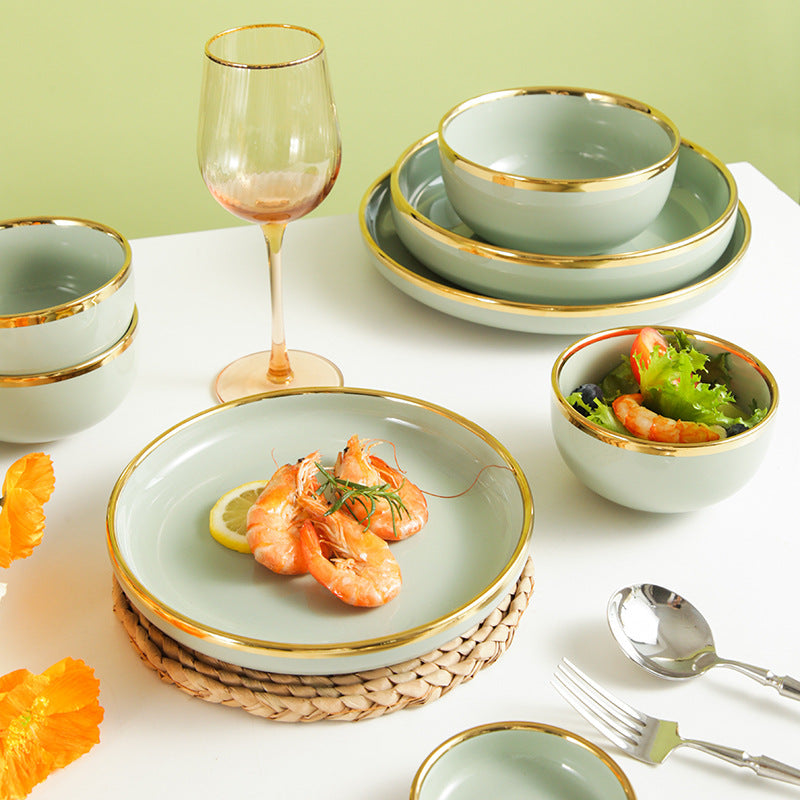 Hotel Household Ceramic Golden Trim Dishes Chopstick Cover